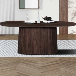 Ovaler dunkelbrauner Tisch Miguel - 200 cm | Massivholz Mango | H76 x B200 x T100 cm