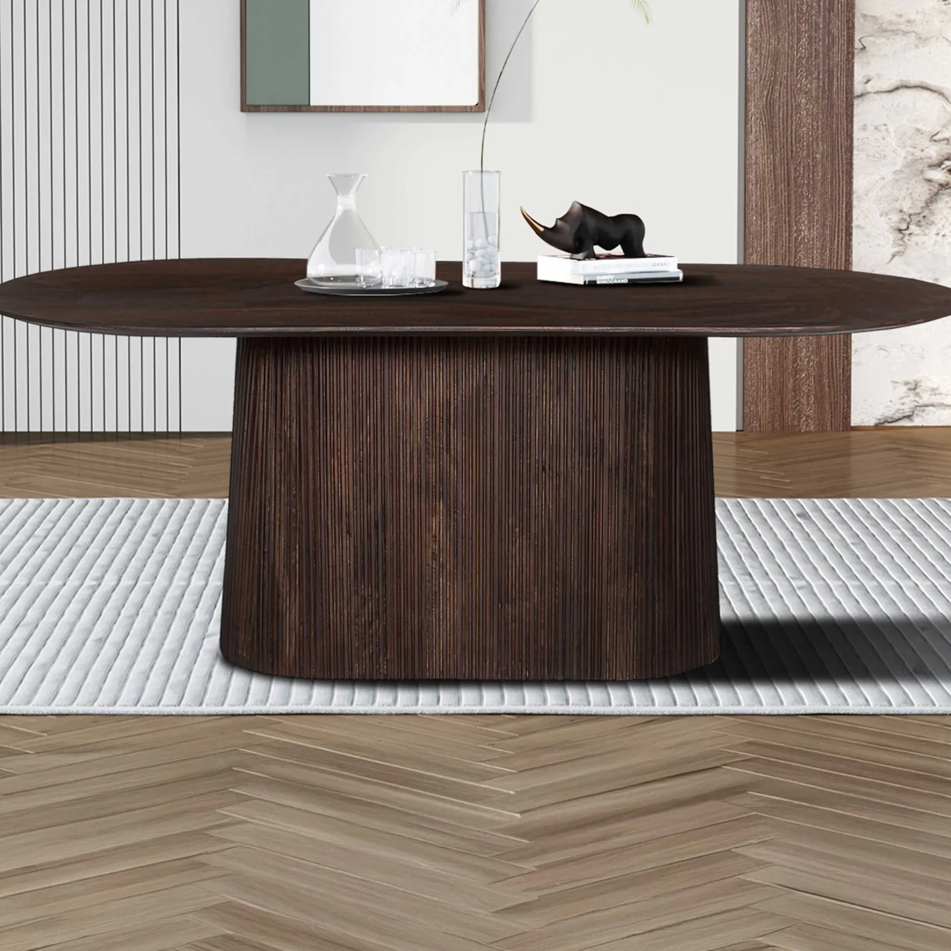 Ovaler dunkelbrauner Tisch Miguel - 200 cm | Massivholz Mango | H76 x B200 x T100 cm
