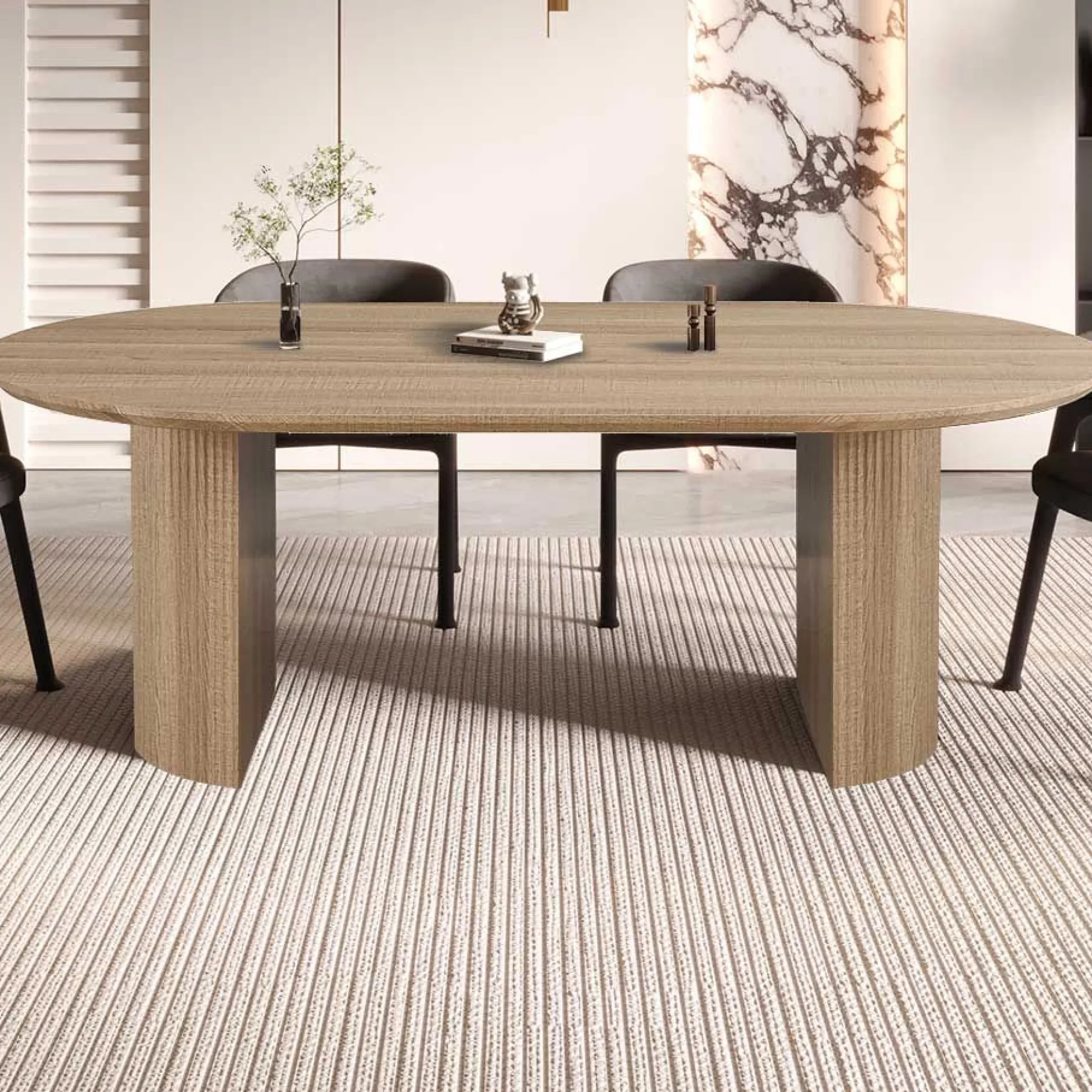 Ovaler Esstisch Lagos - 220x110x76cm - Eiche Dekor