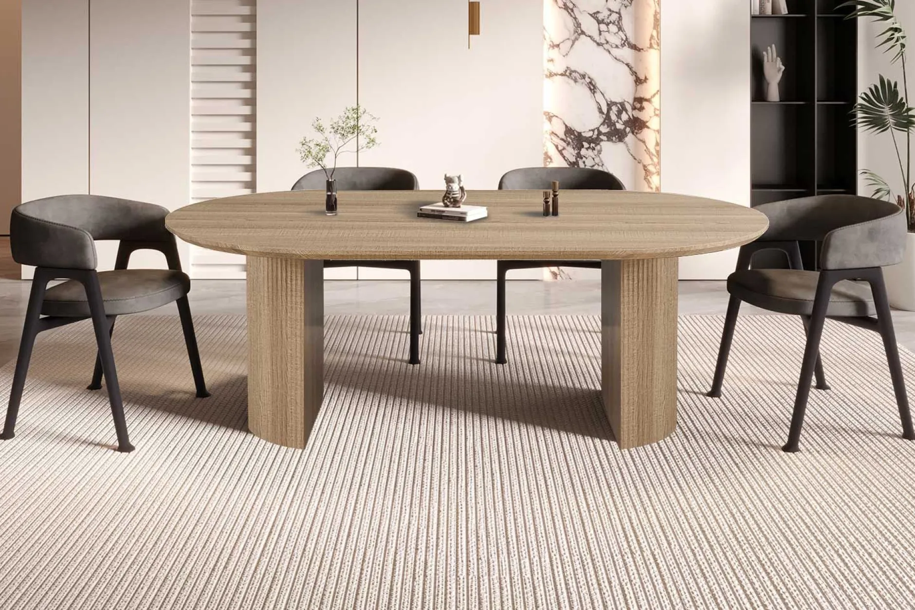 Ovaler Esstisch Lagos - 220x110x76cm - Eiche Dekor
