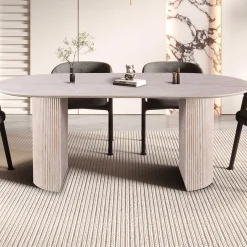 Ovaler Esstisch Lagos - 200x100x76cm - Travertin