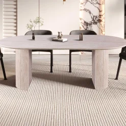 Ovaler Esstisch Lagos - 220x110x76cm - Travertin