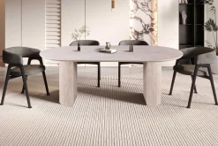 Ovaler Esstisch Lagos - 220x110x76cm - Travertin