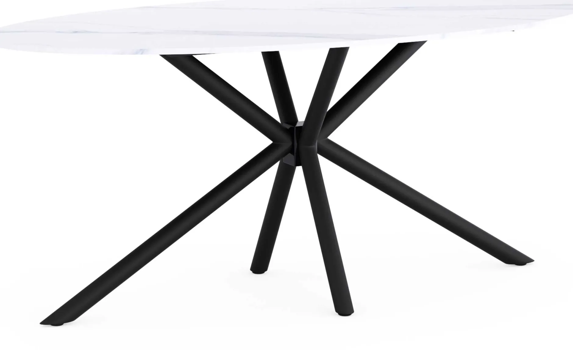 Ovaler Esstisch Matera - 180x90x75cm - Marmor/schwarz
