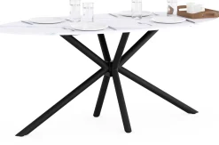 Ovaler Esstisch Matera - 180x90x75cm - Marmor/schwarz