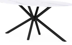 Ovaler Esstisch Matera - 180x90x75cm - Marmor/schwarz