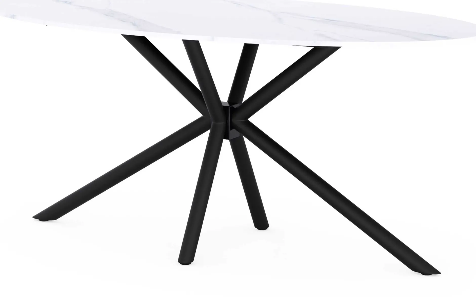 Ovaler Esstisch Matera - 180x90x75cm - Marmor/schwarz