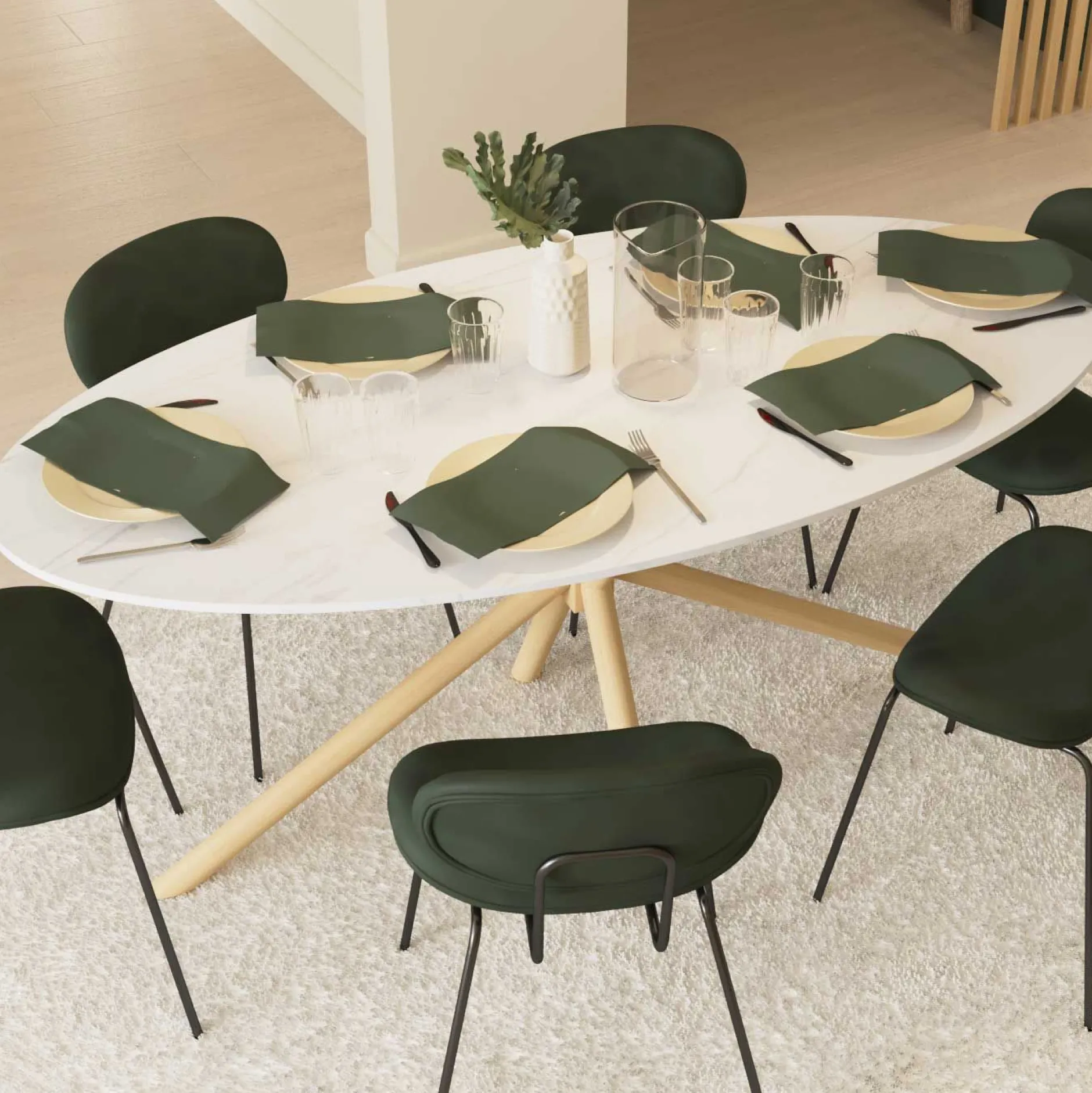 Ovaler Esstisch Stoik - 180x90x75cm - Keramik - Marmoroptik