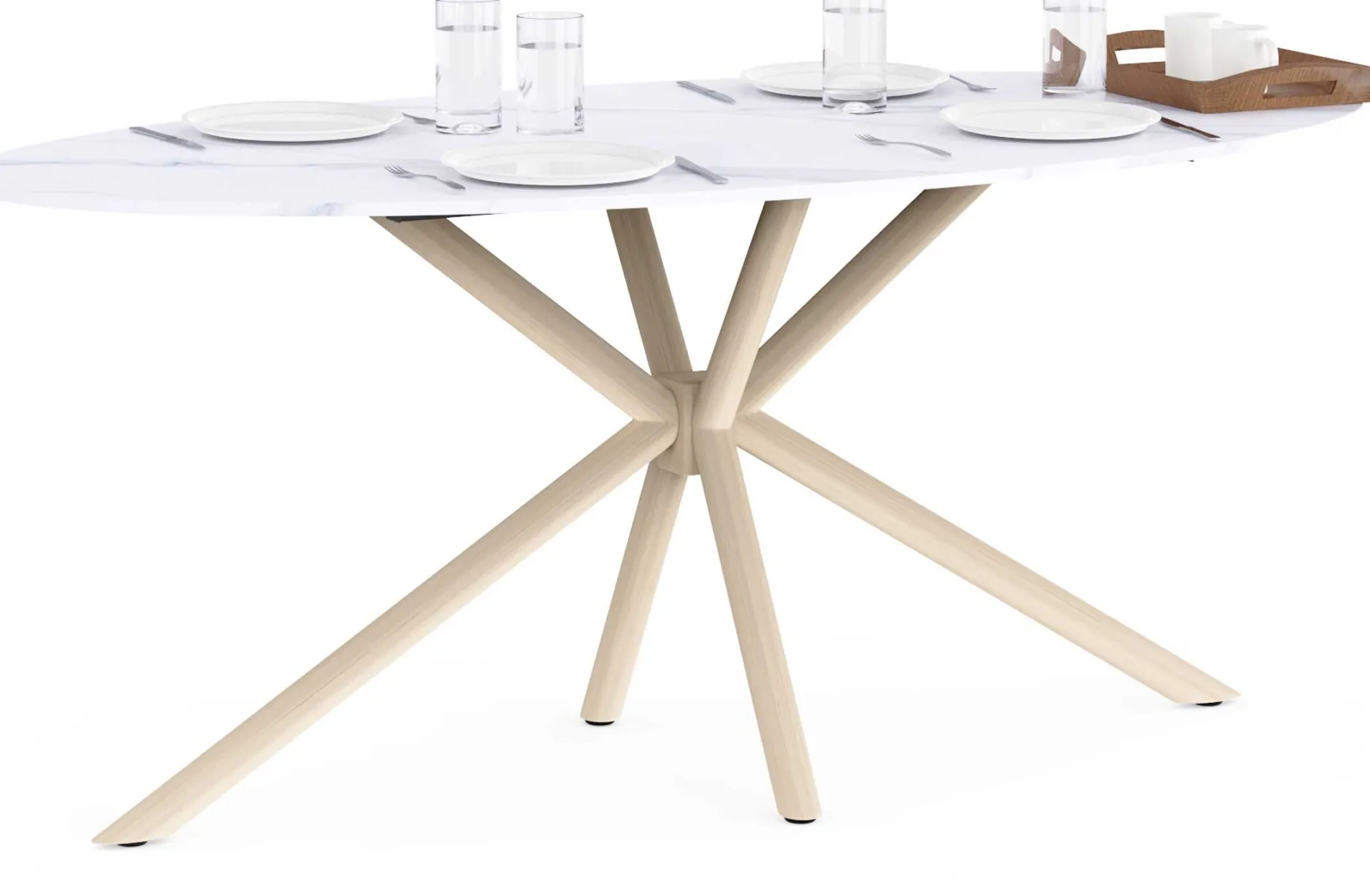 Ovaler Esstisch Stoik - 180x90x75cm - Keramik - Marmoroptik