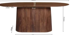 Ovaler hellbrauner Tisch Miguel - 200 cm | Massivholz Mango | H76 x B200 x T100 cm