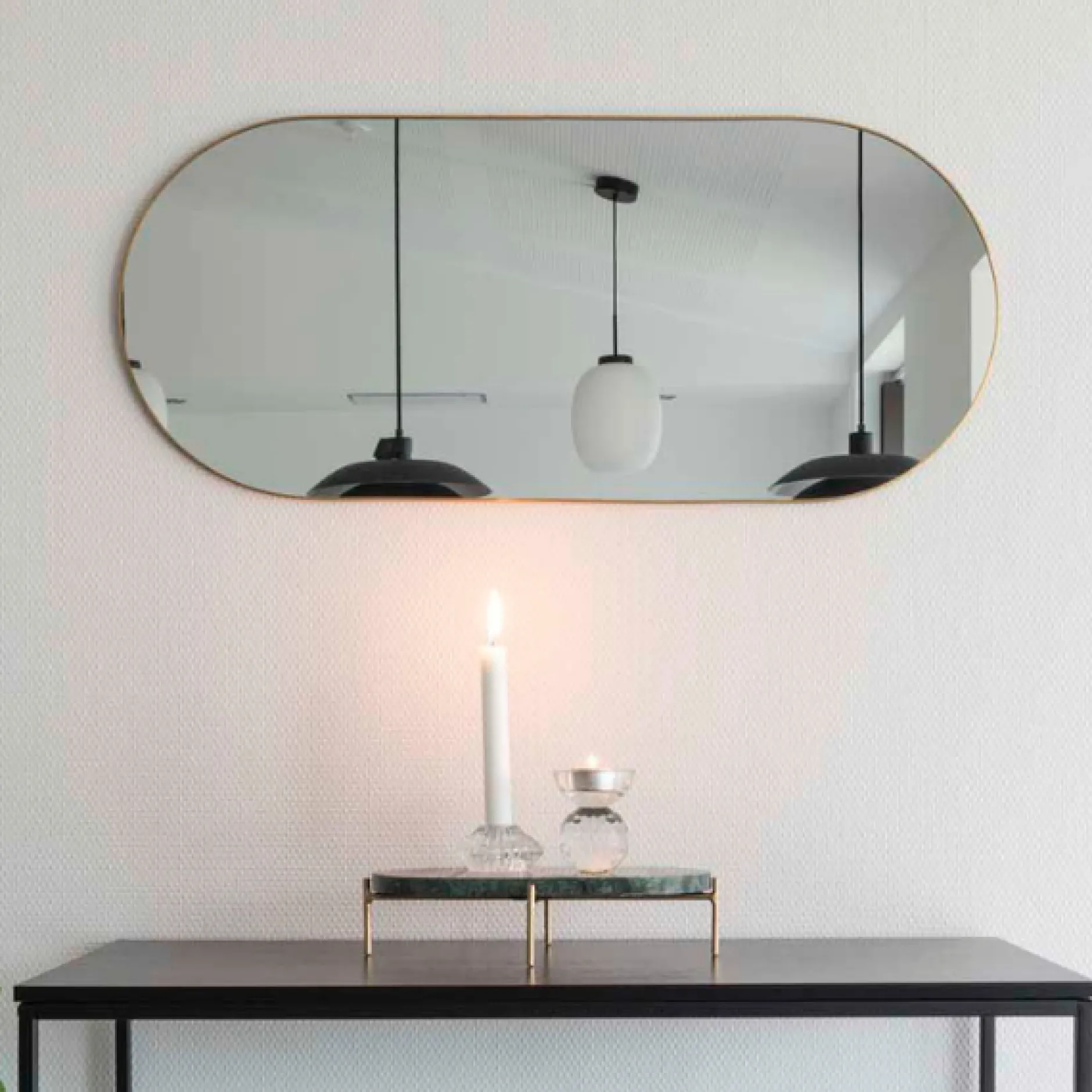 Ovaler Messing-Jersey-Spiegel 35x80 cm