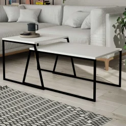 Pal Couchtisch-Set | 100 % MELAMIN | Weiß, Schwarz