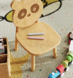 PandaKindertischset : Tisch, zwei Stühle, zwei Hocker - Bambusholz