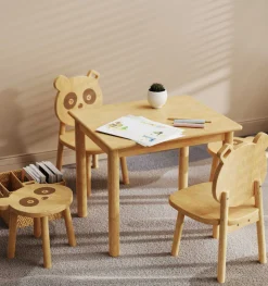 Panda Kindertisch - 60x50x50cm - Bambusholz