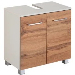 ParesBadezimmer : Spiegelschrank, Waschtischunterschrank, Hängeschränke - Eiche/Weiß