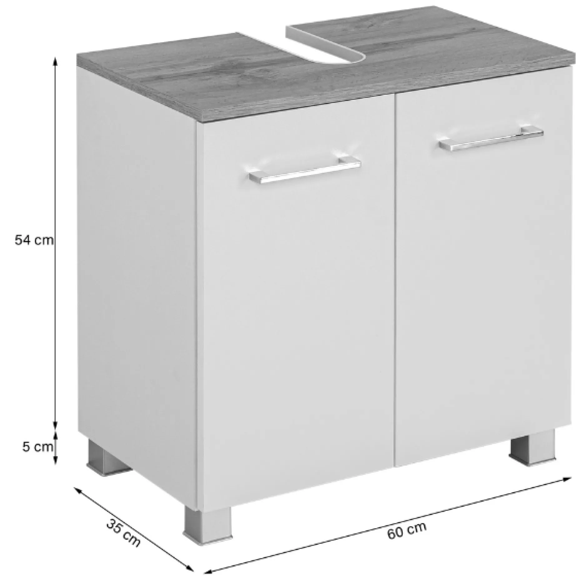ParesBadezimmer : Spiegelschrank, Waschtischunterschrank, Hängeschränke - Eiche/Weiß