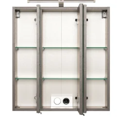 ParesBadezimmer : Spiegelschrank, Waschtischunterschrank, Hängeschränke - Graphit/Eiche