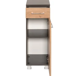 ParesBadezimmer : Spiegelschrank, Waschtischunterschrank, Hängeschränke - Graphit/Eiche