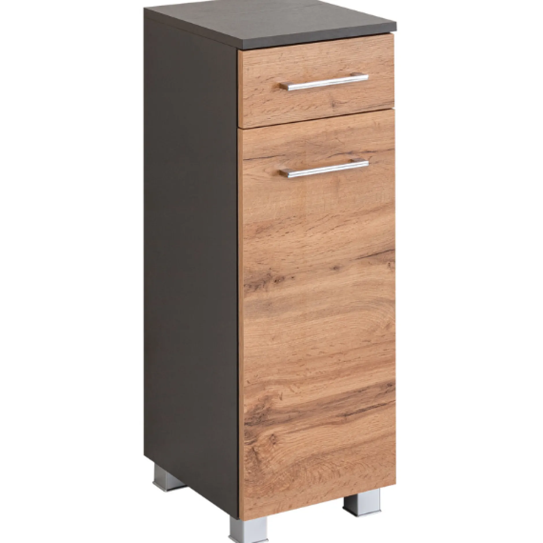 ParesBadezimmer : Säulenschrank, Spiegelschrank, Waschtischunterschrank, Hängeschränke - graphit/gelb