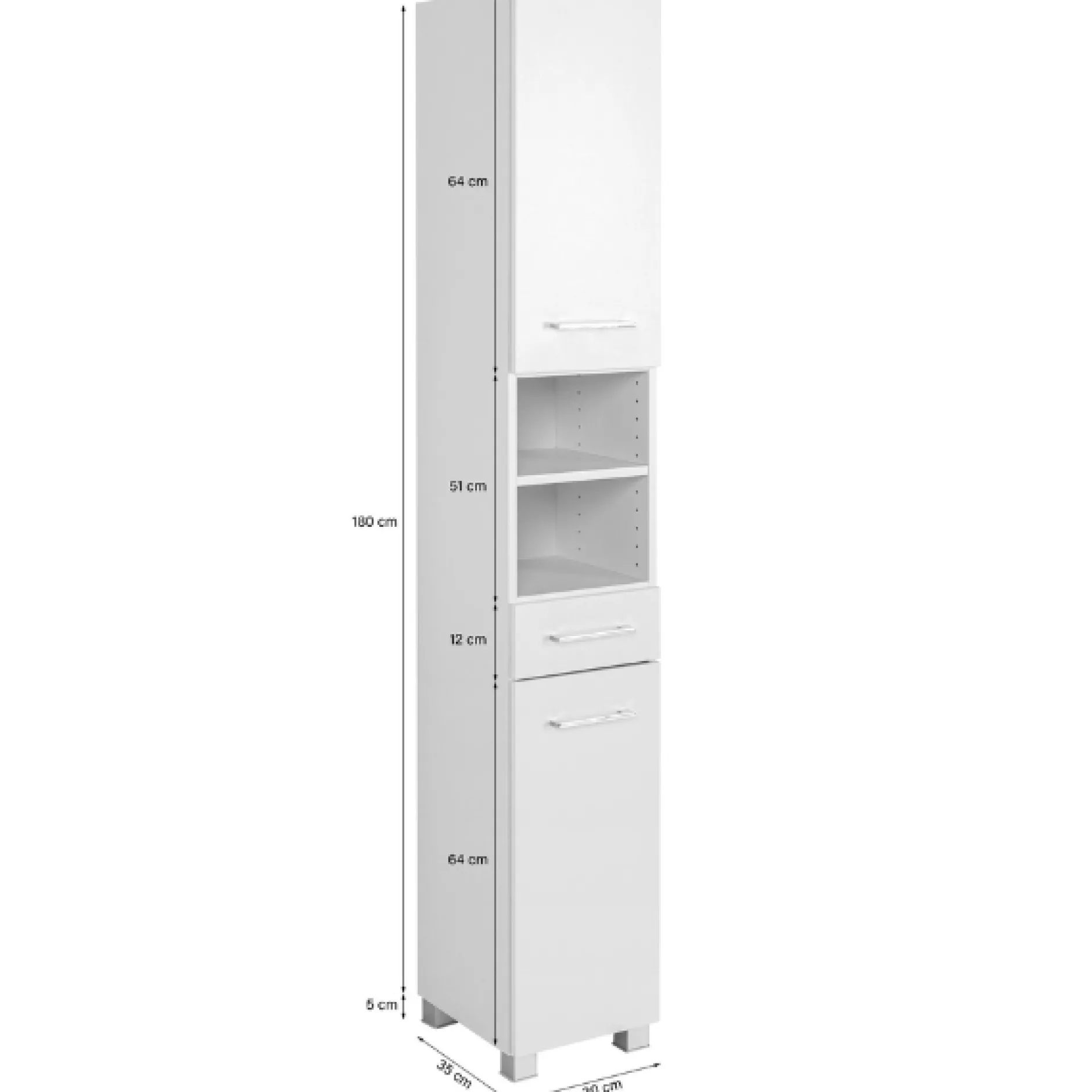 ParesBadezimmer : Säulenschrank, Spiegelschrank, Waschbeckenunterschrank, Hängeschränke - weiß