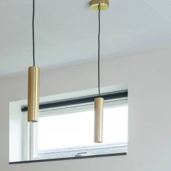 Pariser Pendelleuchte aus Messing mit Stoffkabel