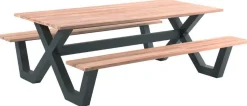 Picknicktisch Charles Gescova - Teakholz, Aluminium - 280x100x76 cm - Braun/Schwarz