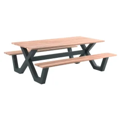 Picknicktisch Charles Gescova - Teakholz, Aluminium - 280x100x76 cm - Braun/Schwarz