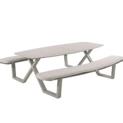 Picknicktisch Corfu Gescova - Aluminium Grau - 220x212x72 cm - mit Sitzkissen