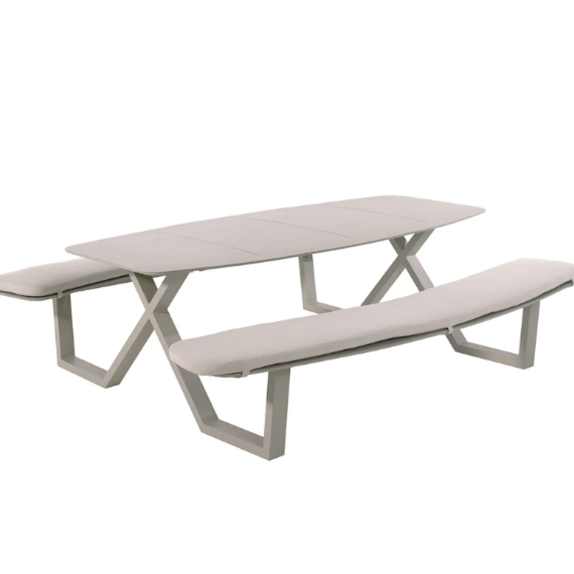 Picknicktisch Corfu Gescova - Aluminium Grau - 220x212x72 cm - mit Sitzkissen