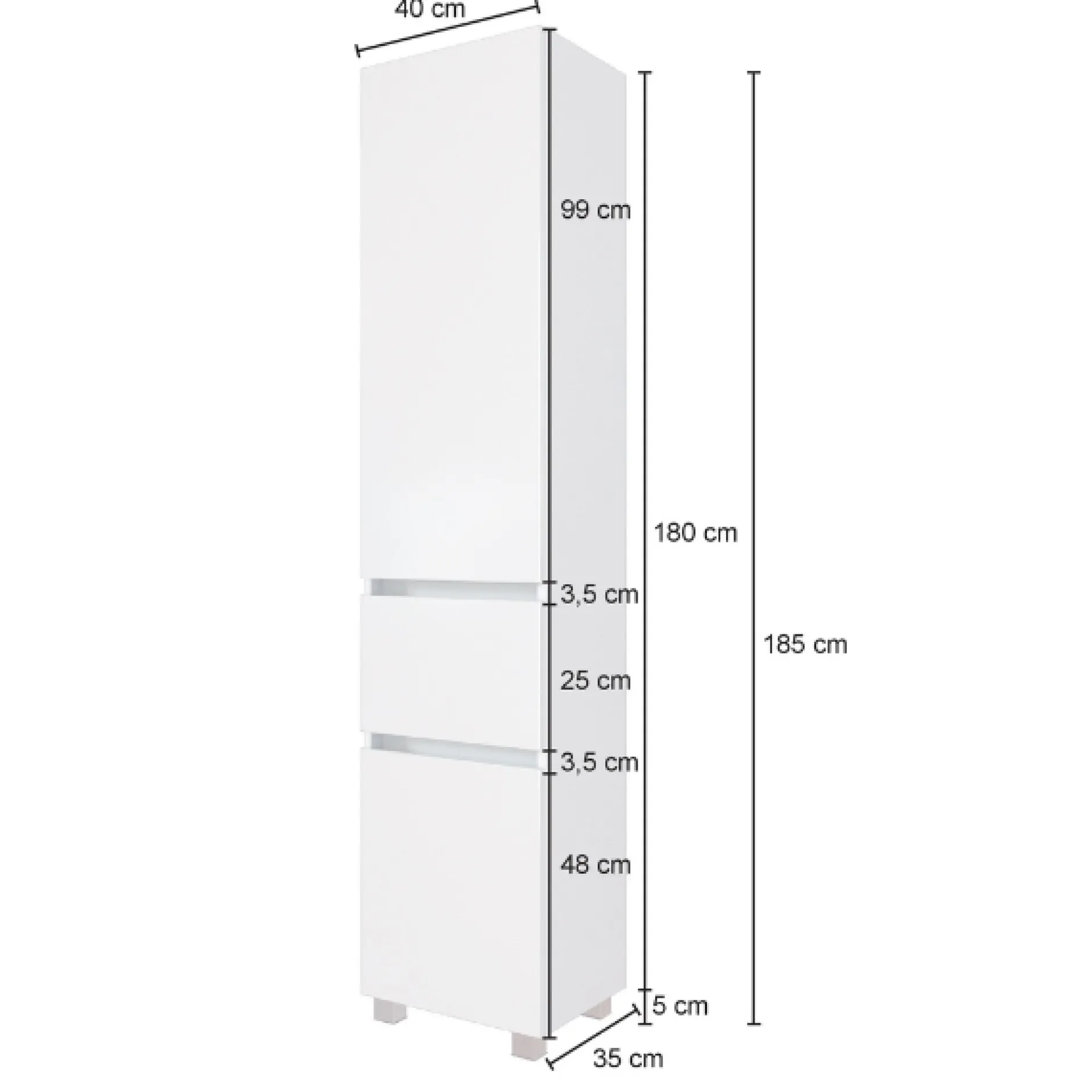 PiscaBadezimmer : Spiegelschrank, Waschtischschrank, Säulenschrank - weiß