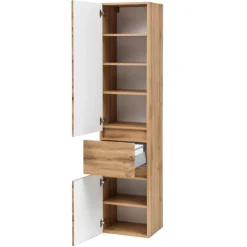 PiscaBadezimmer : Spiegelschrank, Waschtischschrank, Säulenschrank - Eiche Dekor
