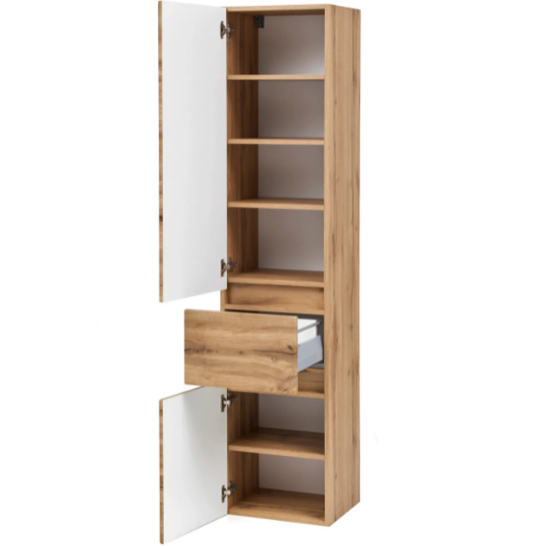PiscaBadezimmer : Spiegelschrank, Waschtischschrank, Säulenschrank - Eiche Dekor