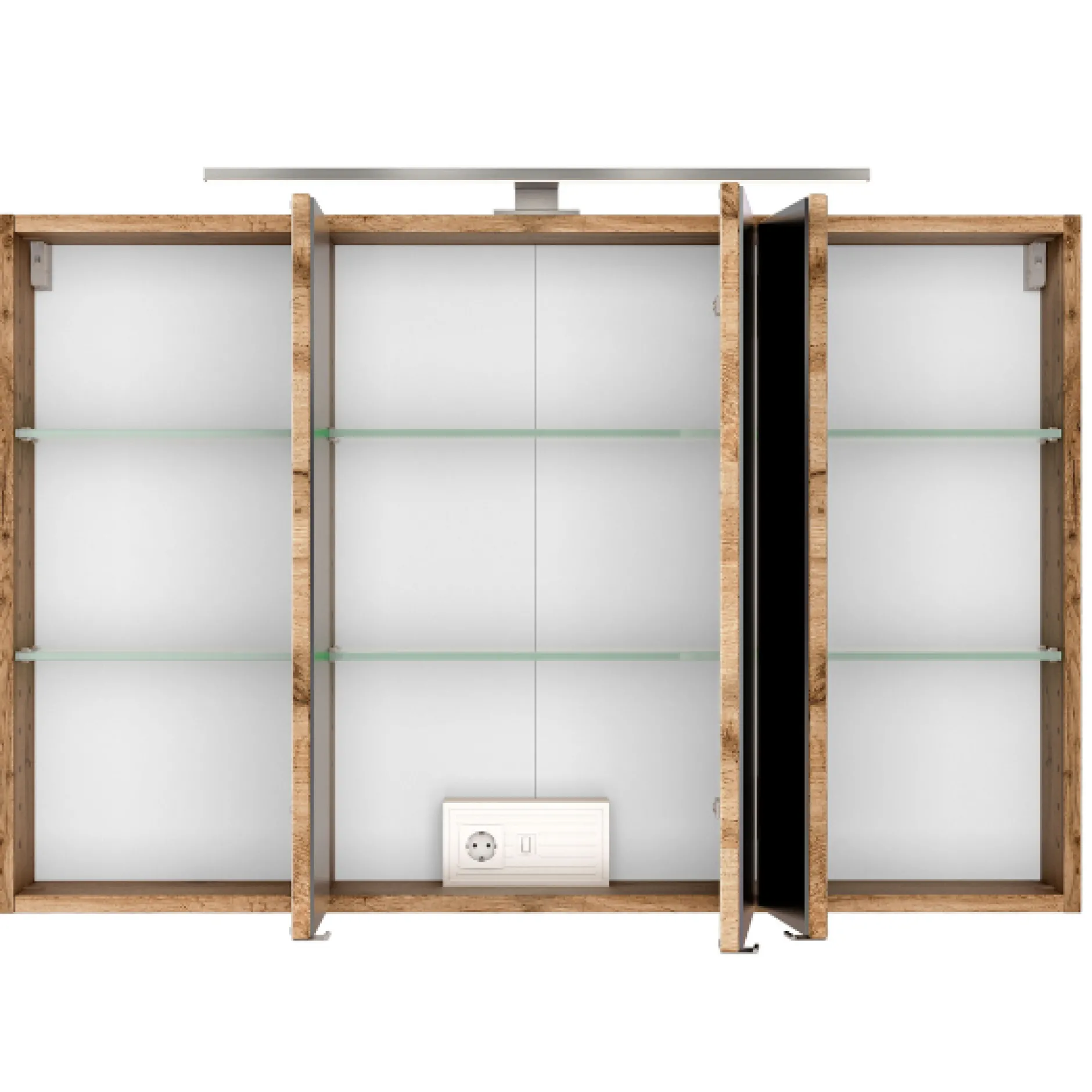 PiscaBadezimmer : Spiegelschrank, Waschtischschrank, Säulenschrank - Eiche Dekor