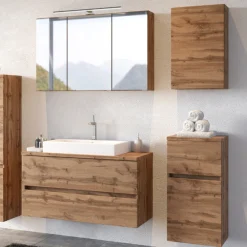 PiscaBadezimmer : Wandschränke, Spiegelschrank, Waschbeckenschrank - Eiche Dekor