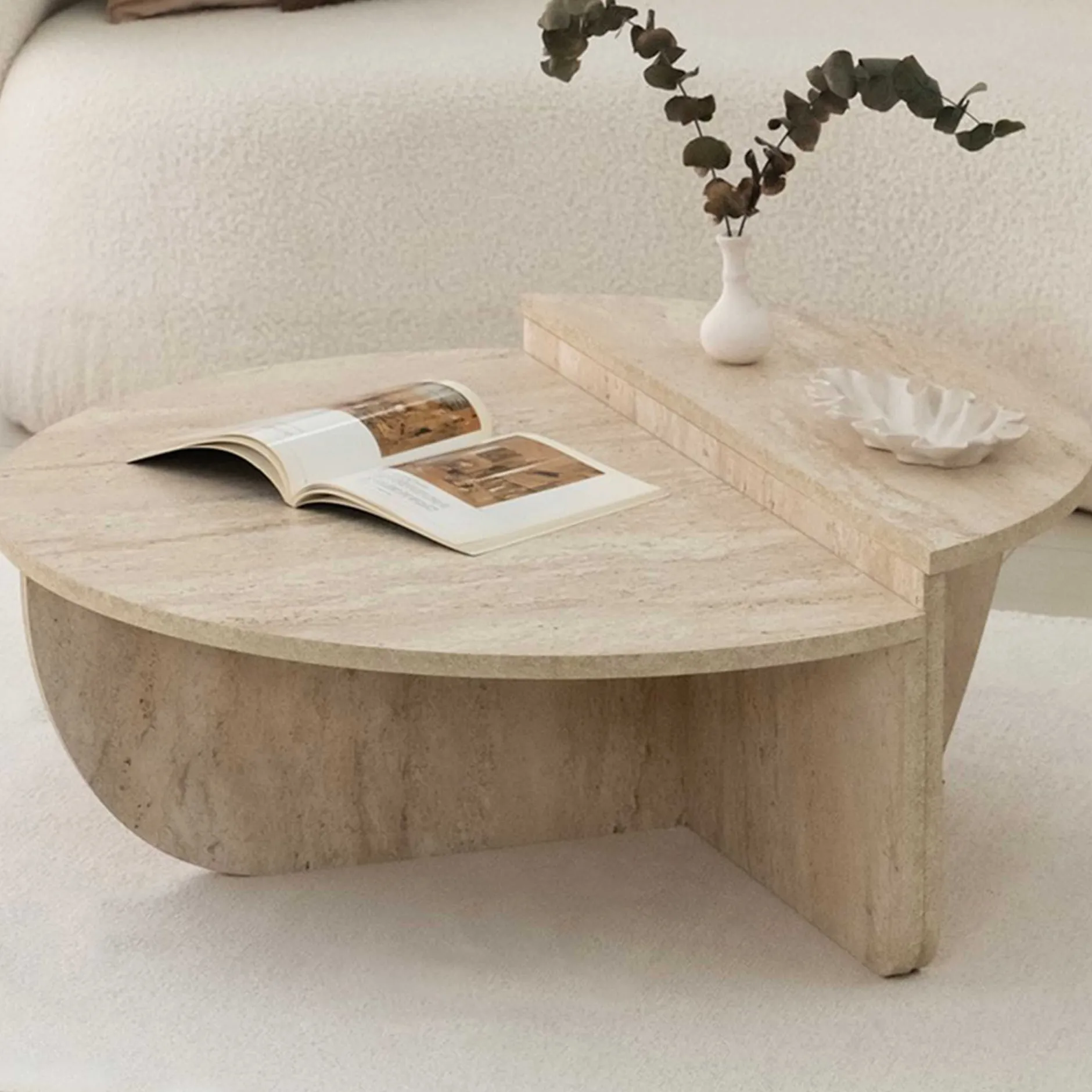 Podium Couchtisch | 100 % MELAMIN | Travertin