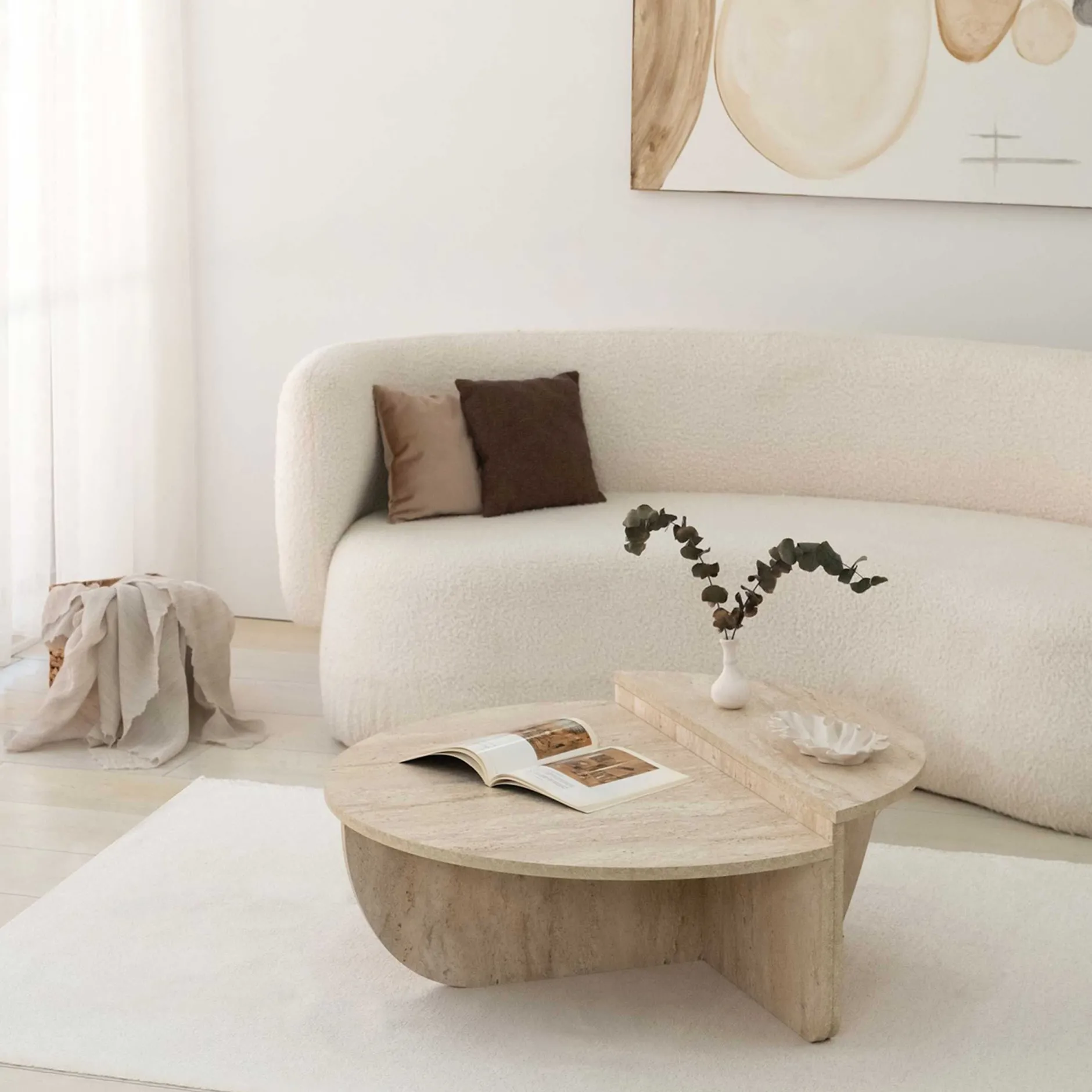 Podium Couchtisch | 100 % MELAMIN | Travertin