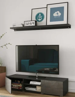 Podium TV-Möbel 140 cm - schwarz/Beton