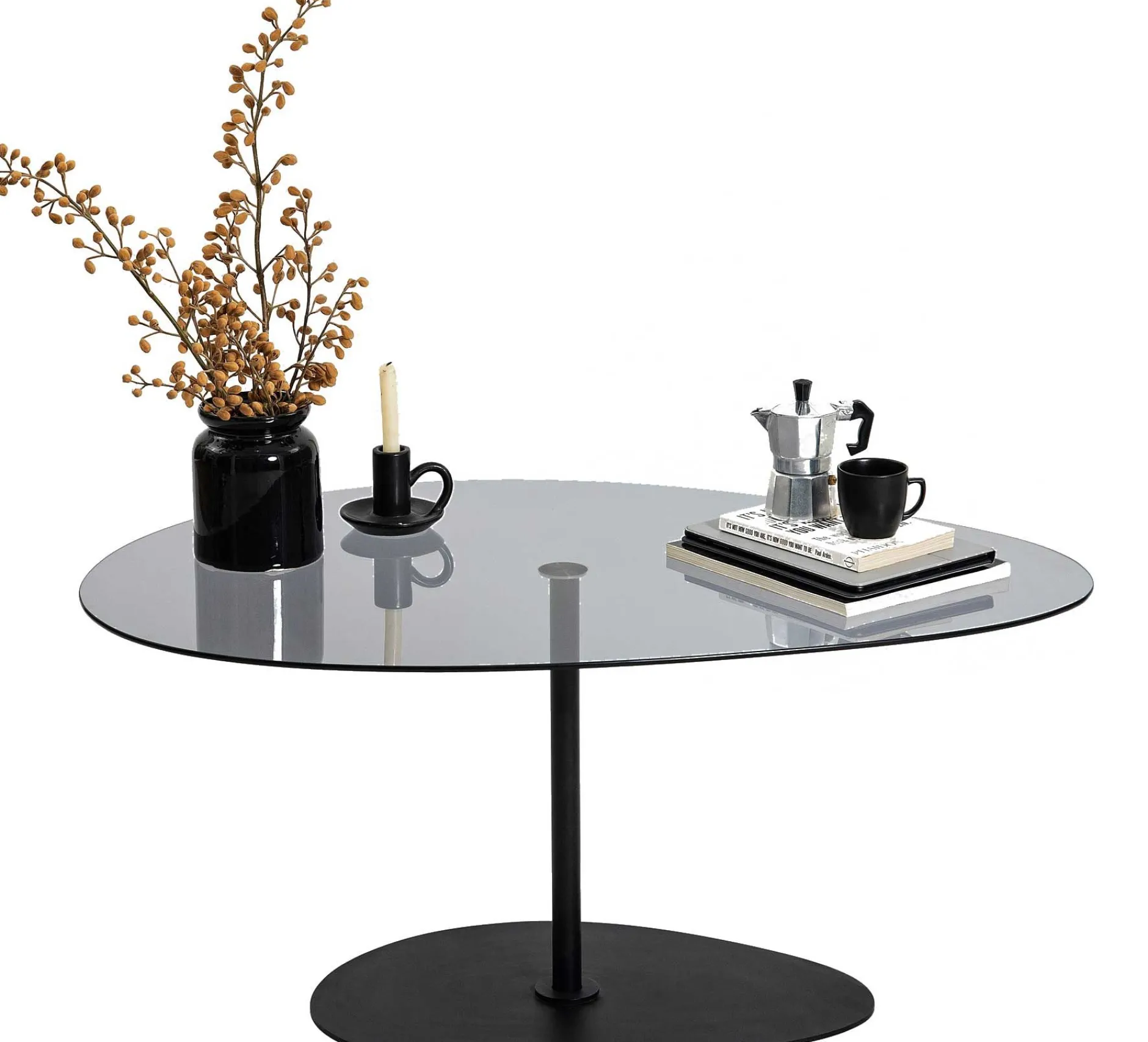 Porto Couchtisch | GEHÄRTETES GLAS | Dunkelgrau, Schwarz