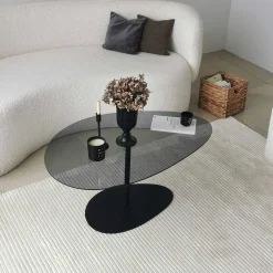 Porto Couchtisch | GEHÄRTETES GLAS | Dunkelgrau, Schwarz