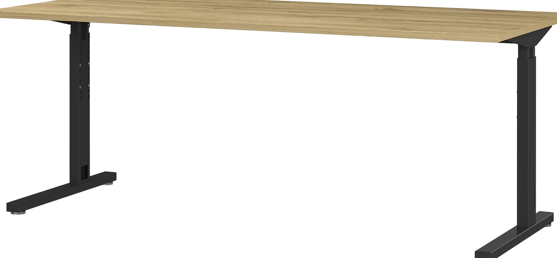 Presley Schreibtisch 180cm mechanisch verstellbar - Eiche/schwarz