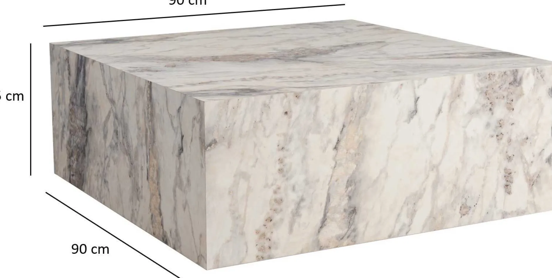 Prizma Couchtisch | 90x90x35cm | Marmor Dekor