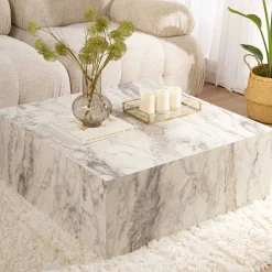 Prizma Couchtisch | 90x90x35cm | Marmor Dekor
