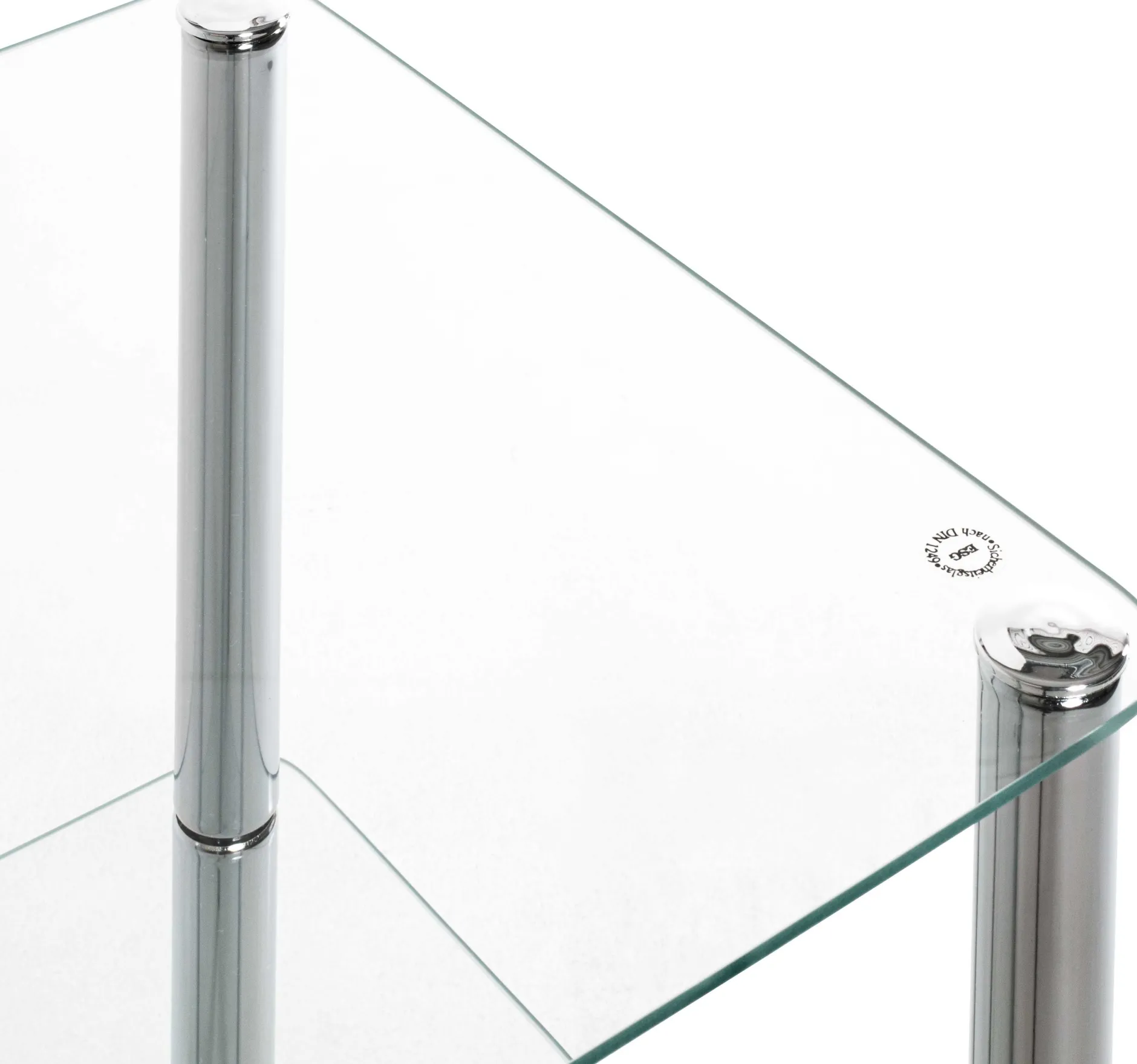 Quadratischer Beistelltisch Bas - 39x39x75 cm - Chromstahl/Sicherheitsglas