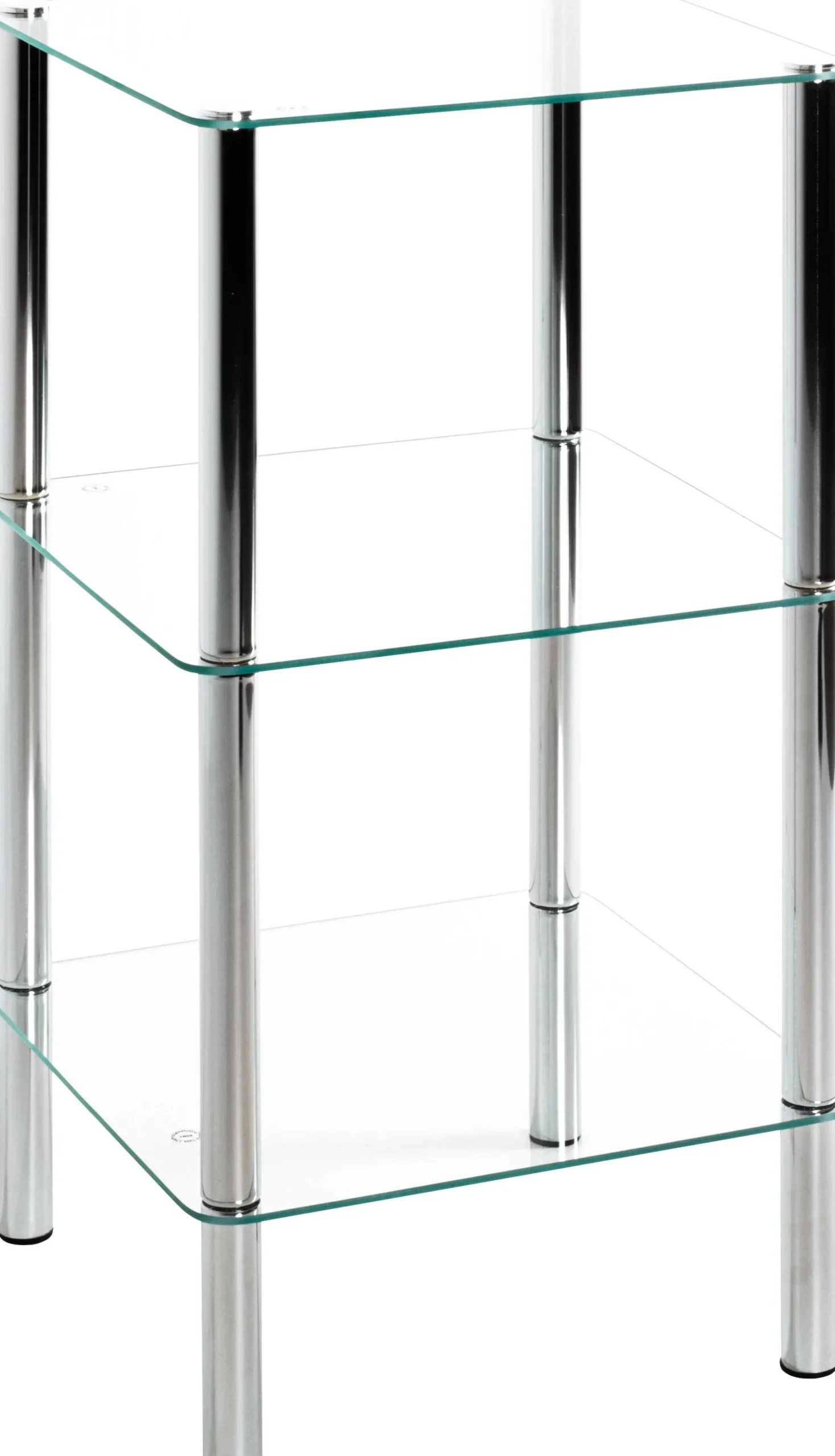 Quadratischer Beistelltisch Bas - 39x39x75 cm - Chromstahl/Sicherheitsglas