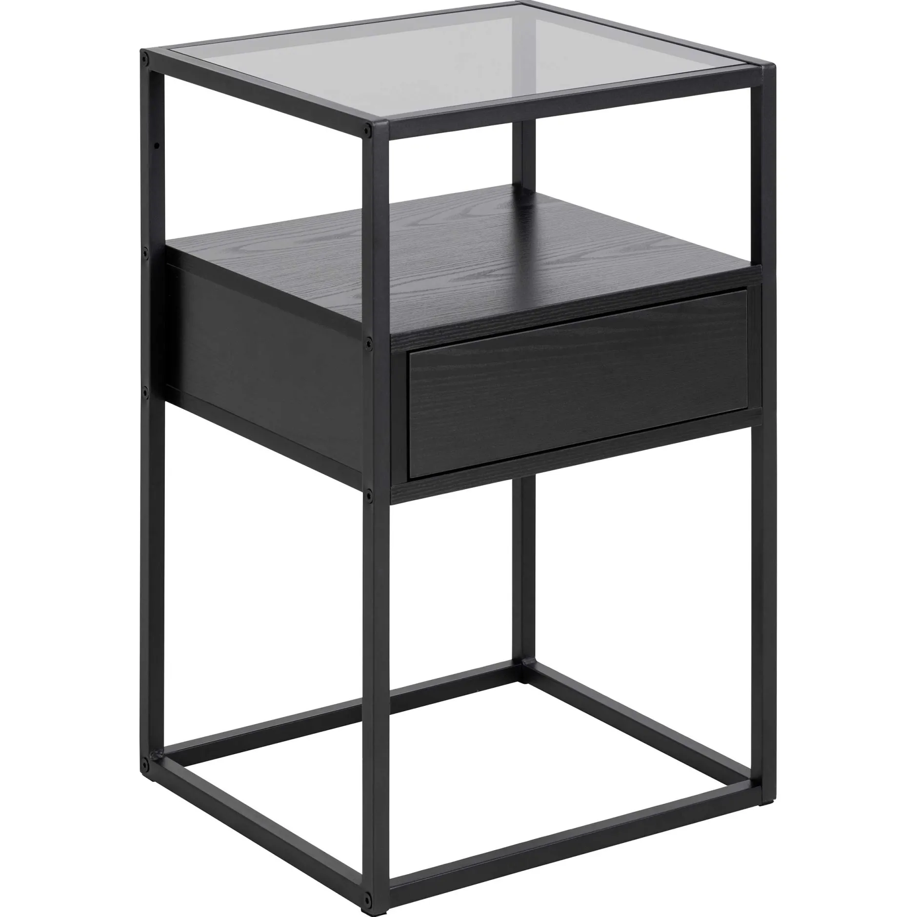 Quadratischer Nachttisch Randolf - 40x35x60 cm - Schwarz