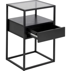 Quadratischer Nachttisch Randolf - 40x35x60 cm - Schwarz