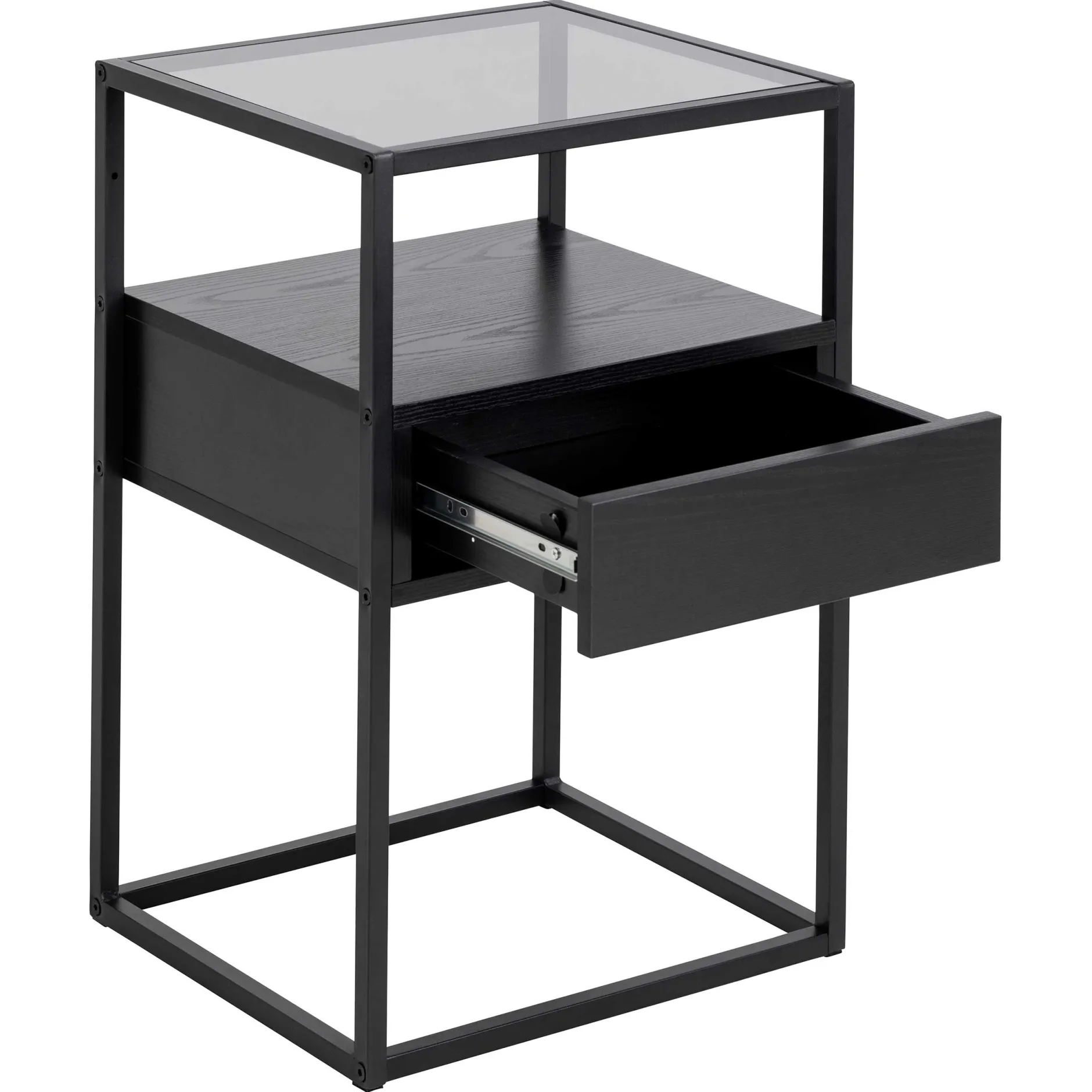 Quadratischer Nachttisch Randolf - 40x35x60 cm - Schwarz
