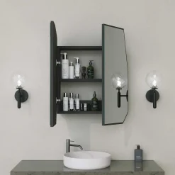 Quartz Badezimmerschrank | 100 % MDF | Schwarz