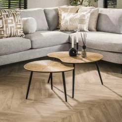 Ray Metall Nierenförmiger Couchtisch Set in Antik Gold