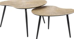 Ray Metall Nierenförmiger Couchtisch Set in Antik Gold